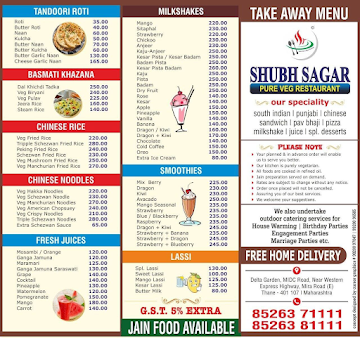 Shubh Sagar Restaurant menu 