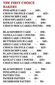 The First Choice Bakery menu 2