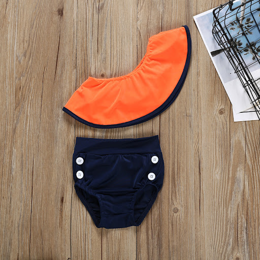 Title 2, Girls Summer Split Slanted Shoulder Ruffled Can...