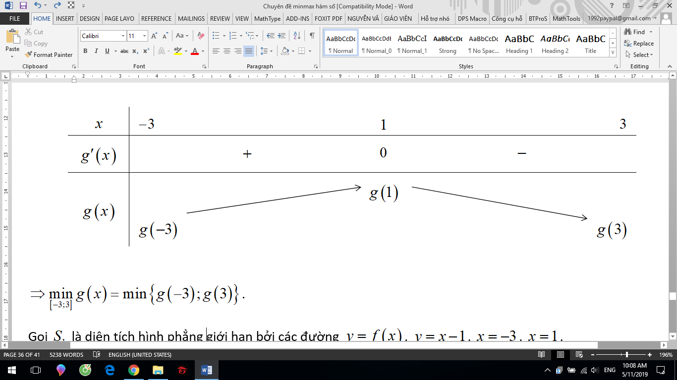 <p>Cho hàm số (y = fleft( x right)) liên tục trên (mathbb{R}) có đồ thị (y = f'left( x right)) như hình vẽ. Đặt (gleft( x right) = 2fleft( x right) - {left( {x - 1} right)^2}). Khi đó giá trị nhỏ nhất của hàm số (y = gleft( x right)) trên đoạn (left[ { - 3,;,3} right]) bằng</p> 3