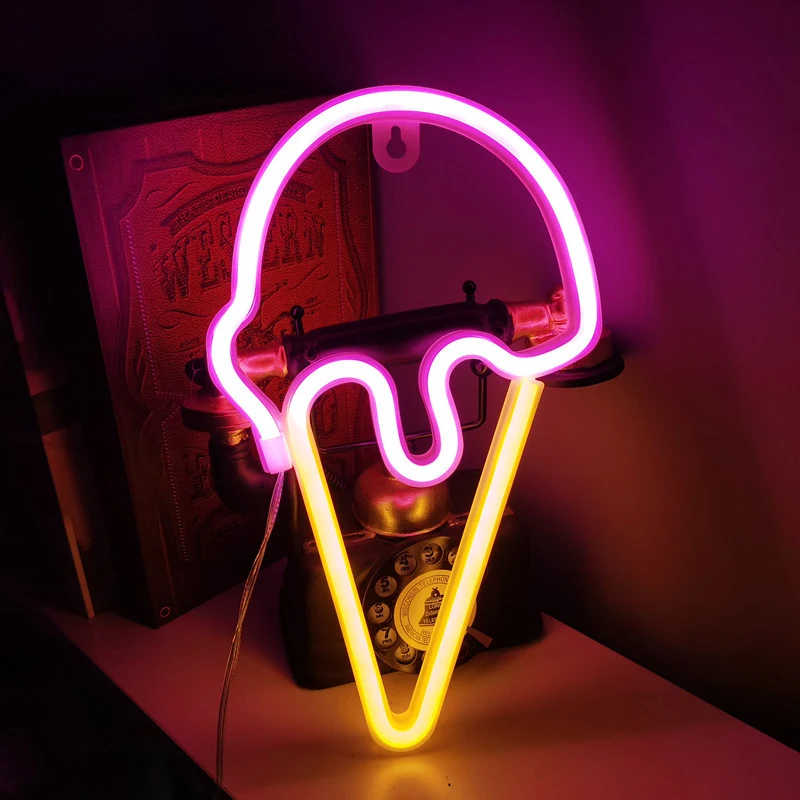 Novogodišnja Dekoracija LED Sladoled Neon Model Svetla Ukrasna Rasveta za Dom i Zabave Jednostavna Instalacija i Ušteda Energije Kreativni Dizajn