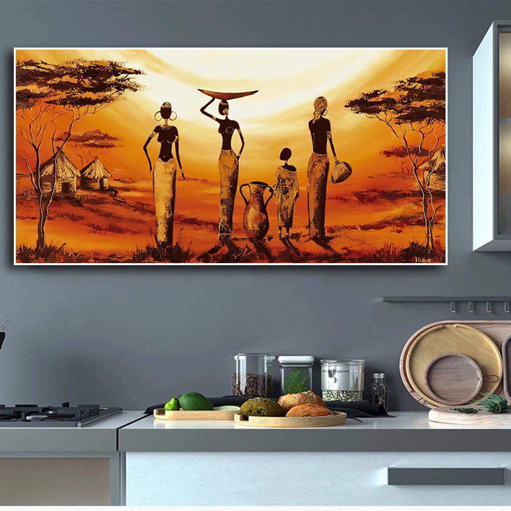 Title 5, Poster mural en toile femme africaine abstraite...