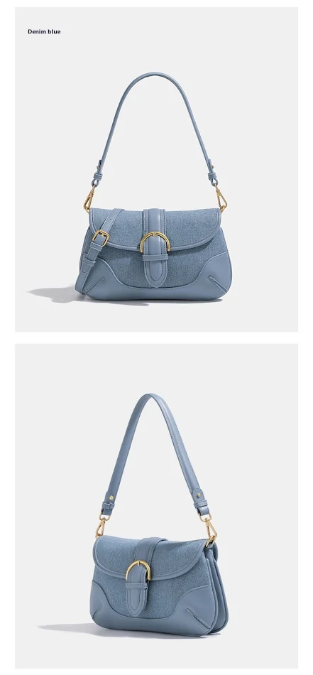 Retro Denim Blauwe Schoudertas voor Vrouwen Stijlvolle en praktische tas om al je essentials gemakkelijk en comfortabel mee te nemen.