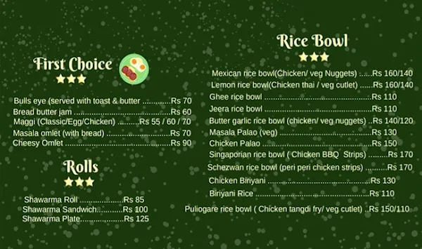 Rolls Rice Cafe menu 