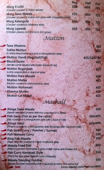 The Courtyard Restaurant menu 