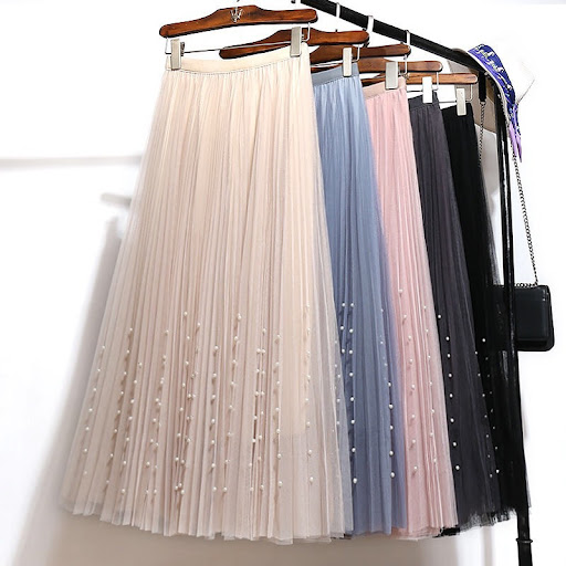 Title 4, New Mesh Skirt Pleated Pure Color Sweet And Bea...