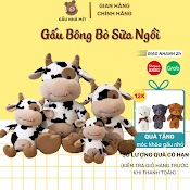 Gấu Bông Bò Sữa Ngồi, Gối Ôm Bò Sữa Ngồi Nhồi Bông Vải Miniso Mềm Mịn