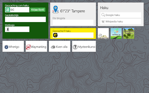 Geocaching new tab page (Finnish)