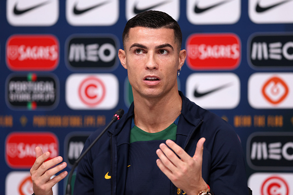 Cristiano Ronaldo during a Portugal press Conference at the 2022 World Cup in Doha, Qatar on November 21 2022.