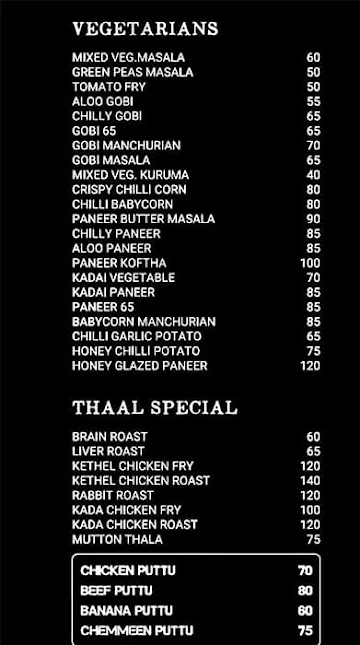 Thaal Family Restaurant menu 