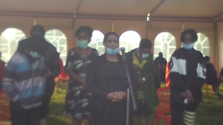 A screen grab of Beatrice Andega during the funeral of Charles Bukeko during the funeral service of the actor in Funyula, Busia County on Monday, July 20, 2020.