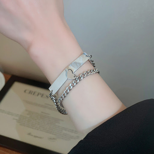 Title 2, Titanium Steel Love Bracelets for Men and Women...