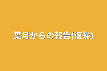 葉月からの報告(復帰)