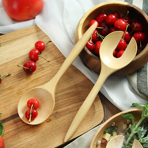 Title 1, Two-piece wooden spoon and fork set for daily u...