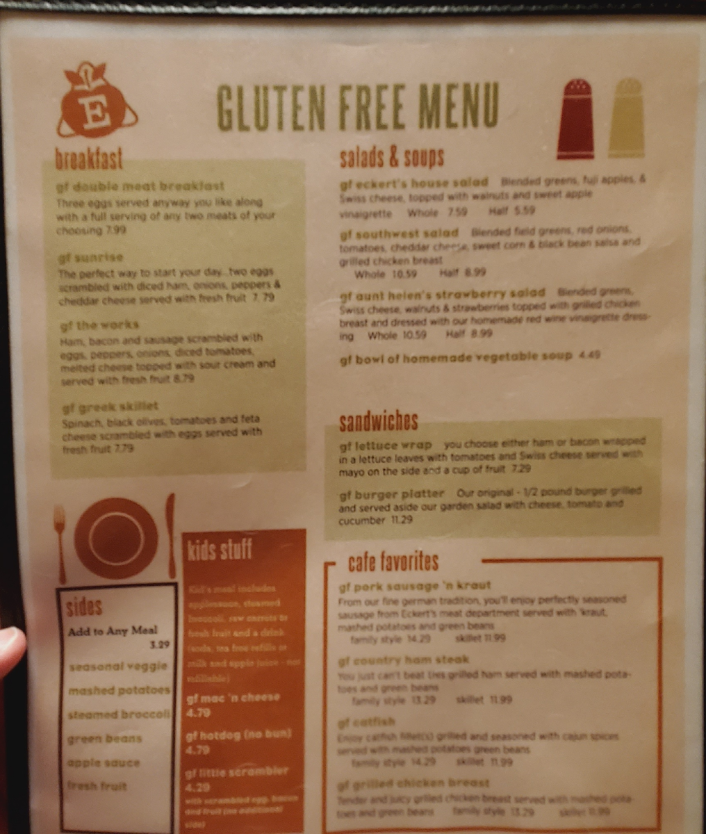 Eckert's Country Store & Farm gluten-free menu