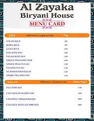 Al Zayaka Biryani House menu 1