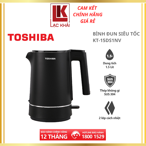 Ấm Đun Siêu Tốc Toshiba Kt - 15Ds1Nv - 1.5L - Inox 304 - Hàng Chính Hãng, Bảo Hành 12 Tháng, Chất Lượng Nhật Bản