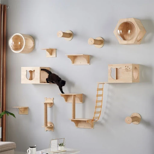 Cat Wall Furniture Climbing Shelf Wall Mounted Steps Stairway With Sisal Rope Scratching Grinding Claws Toy for Most Kit
