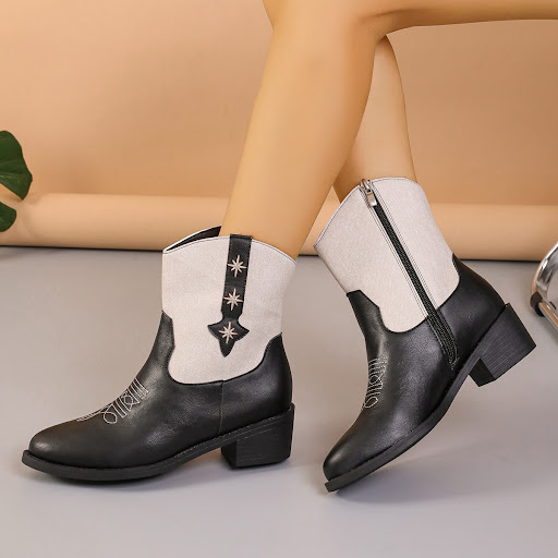 Title 5, New Denim Patchwork Western Cowboy Boots Women ...