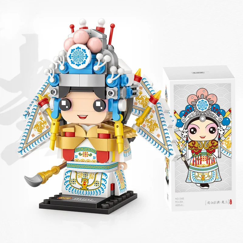 LOZ Jaguo Chao Peking Opera Charakter Baukasten Modell 1541 Teile Puzzlespiel für Erwachsene Lernspielzeug kreativer Bauspaß und Dekoration