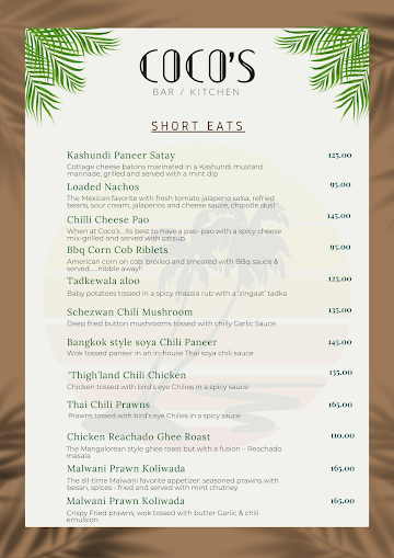 Coco's Bar & Kitchen menu 