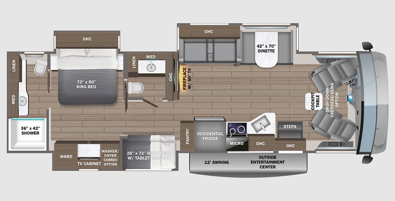 10 Great Class A RVs With Bunk Beds Jayco Precept 36B floorplan