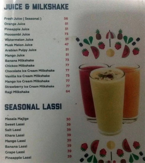 Vasudev Adiga's menu 