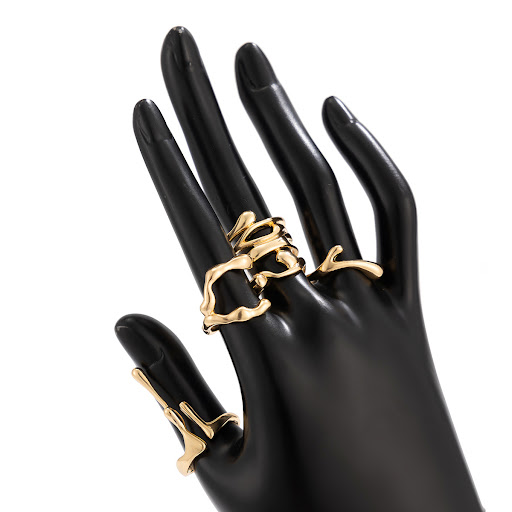 Title 8, Simple and Irregular Lava Open-end Polished Rin...