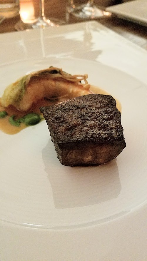 Roe PDX - Walu course, the butterfish was being served in a play of surf and turf, with the butterfish standing in for the steak and a fish sauced turf providing Asian flavors for a play on East and West too