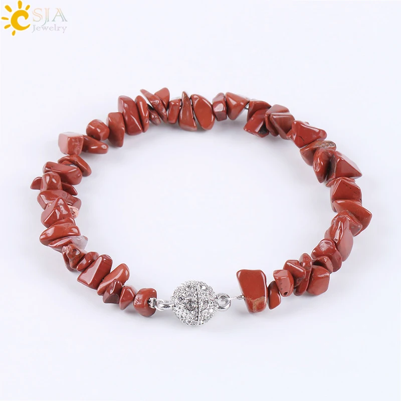 Women's Natural Gravel Bracelet Magnetic Zircon Ball Buckle Irregular Energy Semi-precious Stone Bracelet.