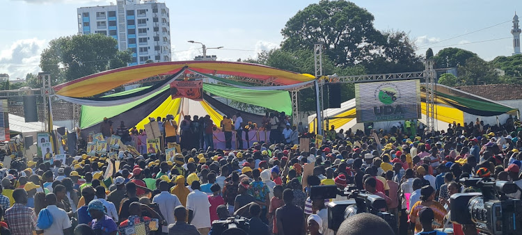 Deputy president William Ruto at the historic Tononoka grounds in Mombasa on Saturday, June 25,2022.