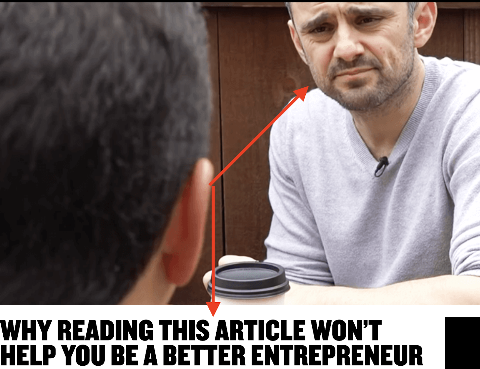 Gary Vaynerchuks banner on his article