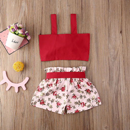 Title 3, Lovely New Sling Girl Baby Two-Piece Big Flower...