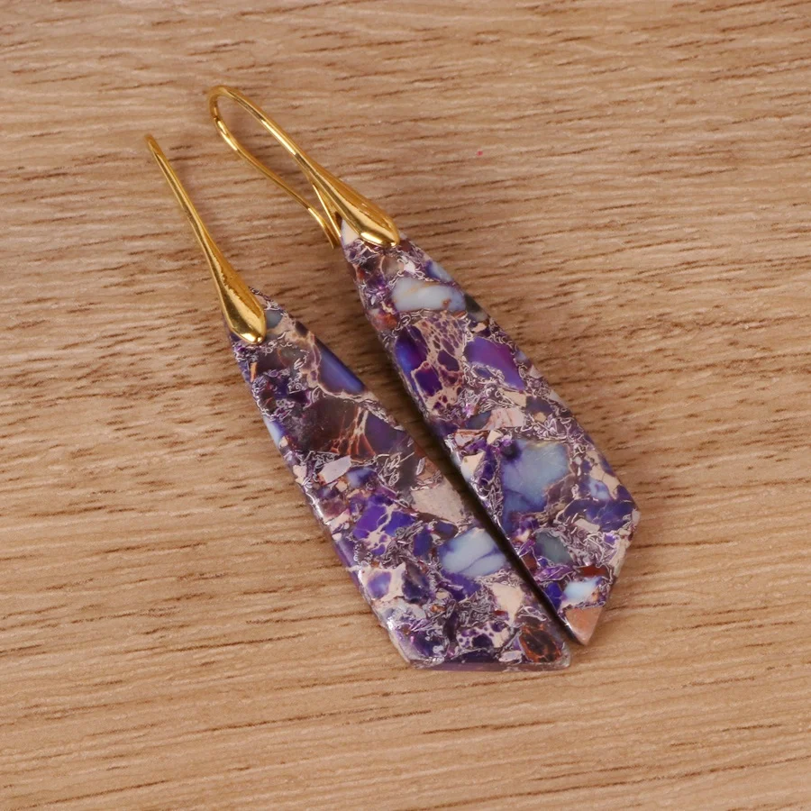 Boucles d'oreilles pendantes géométriques Bohemian Emperor Stone – Un style bohème chic et intemporel. Affirmez votre personnalité.