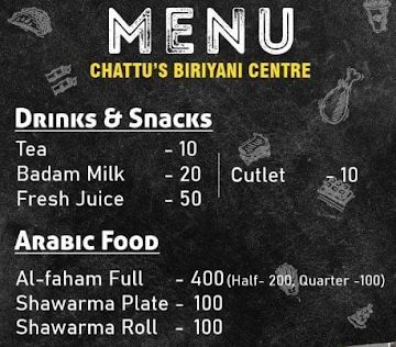 Chattu's Biriyani Centre menu 