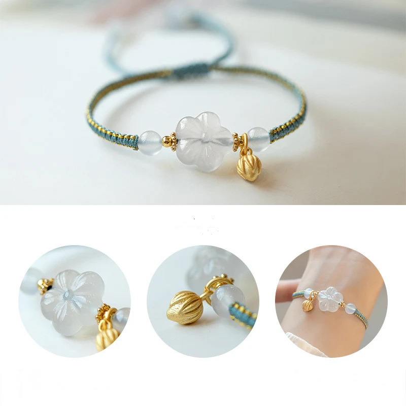Title 2, Pulsera Nicho Flor de Ciruelo de Ágata Blanca E...