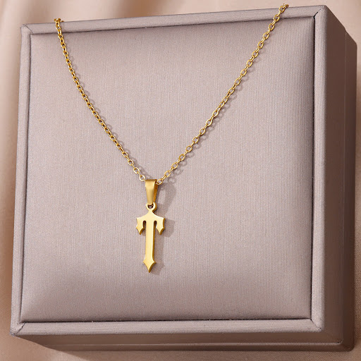Title 4, 18K Gold Plated Stainless Steel Ancient English...