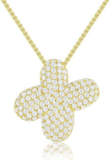 Title 15, Brass Zircon Balloon English Letter Necklace, a...