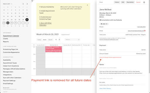 Acuity Scheduling Payment Link Fix