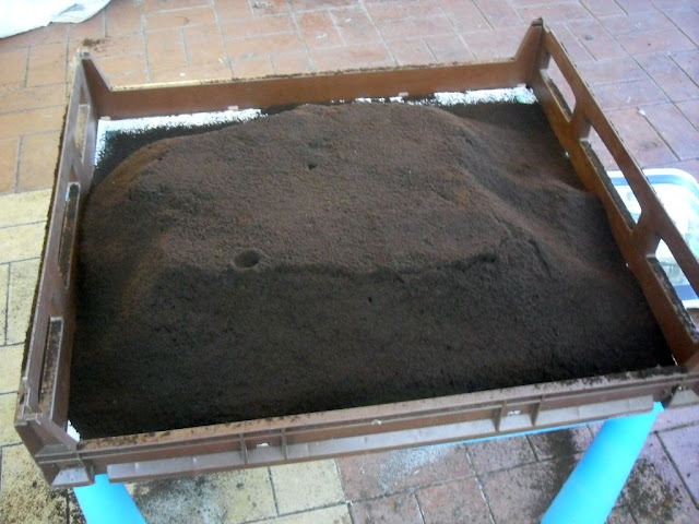 powdered coffee grounds ready for drying