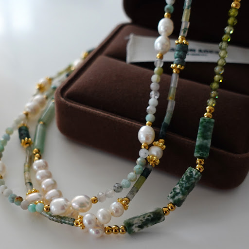 Title 7, Pearl Turquoise Light Luxury Beaded Natural Sto...