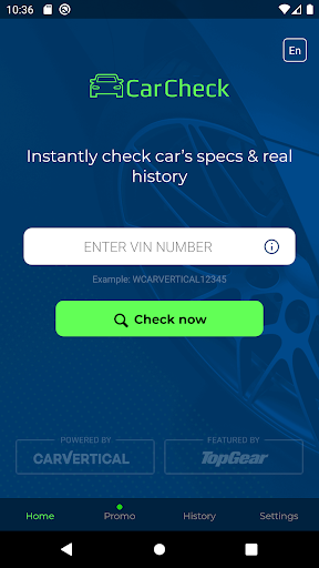 Screenshot VIN Decoder: Car History Check