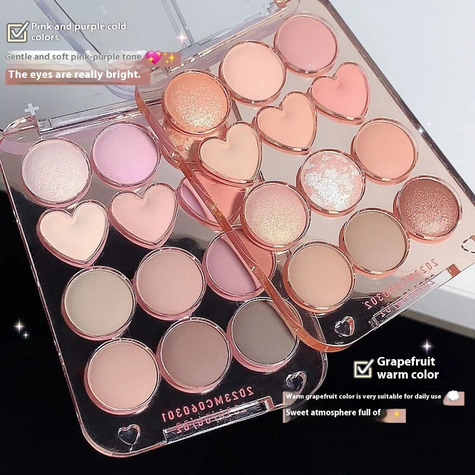 Palette de fards à paupières SWEET MINT Love Heart douze couleurs pour débutants, sublimez votre regard facilement.