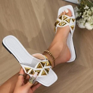 Plus Size Dames Slippers Outdoor met Studs en Vierkante Neus
