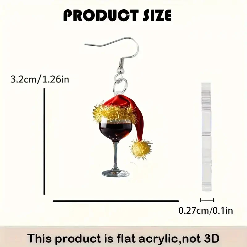 Title 1, Kerstmuts Wijn Glas Acryl Oorbellen - De perfec...