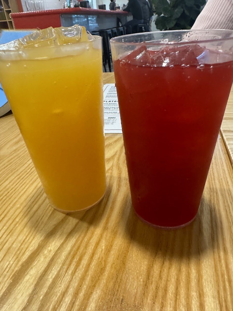 Left: mango chili lime; right: papaya hibiscus