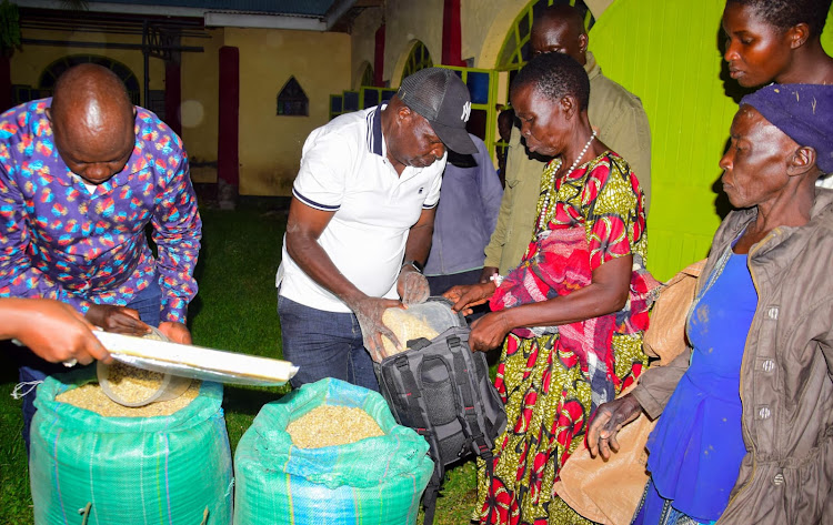 Kisumu Central MP Joshua Oron during a donation in Nduru, Nyando sub county Kisumu