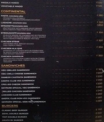 Skypark Cafe menu 