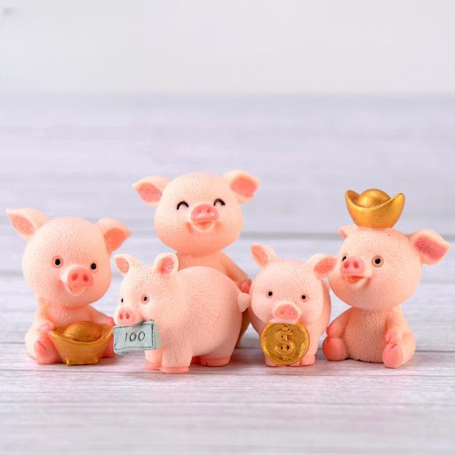 Title 4, Fortune Pig Resin Decorations Crafts. Decorativ...