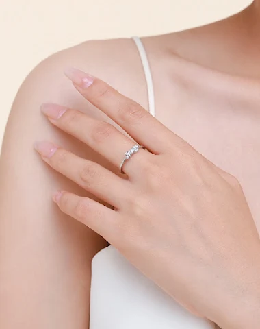 Bague géométrique en argent sterlin - 0